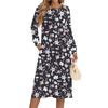Fantaslook Long Sleeve Midi Dresses for Women Casual Floral Dress Flowy Fall Dresses with Pockets