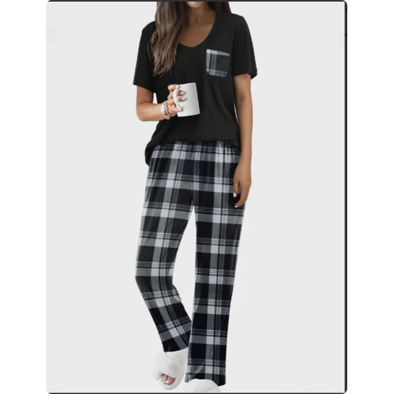 Fantaslook Women Pajama Sets 2 Piece Long Sleeve Pajama Sets With Long Printed Jogger Pants Sleepwear Loose Lounge Sets