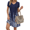 Fantaslook Summer Dresses for Women Short Sleeve Pleated V Neck Dress A Line Casual Tunic Dresses with Pockets