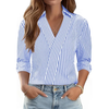 Fantaslook 3/4 Sleeve Womens Tops V Neck Collared Shirts Dressy Casual Business Work Blouses Trendy Fashion Tops