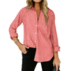 Fantaslook Striped Button Down Shirts for Women Classic Long Sleeve Collared Office Work Blouses Tops