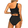 MOSHU One Shoulder Womens Bikini Sets High Waisted Bathing Suits for Women Tie High Cut Swimsuits