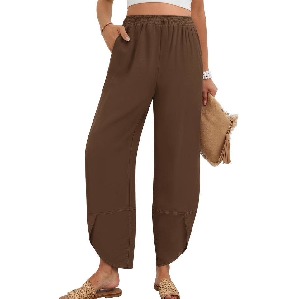 Fantaslook Capri Pants for Women Wide Leg Sweatpants Harem Palazzo Baggy Pants with Pockets