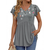 Fantaslook Womens Tops V Neck Short Sleeve Summer Shirts Babydoll Peplum Tops Tunic Dressy Casual Blouses