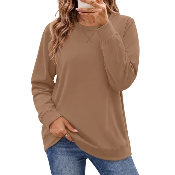 Fantaslook Pullover Sweatshirts for Women Crewneck Long Sleeve Shirts Casual Tunic Tops Fall Clothes