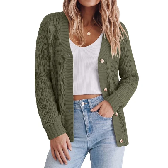 Fantaslook Knit Cardigan for Women Long Sleeve Open Front Sweaters Button Down Tops Casual Trendy Fall Outfits