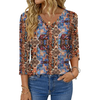 Fantaslook V Neck T Shirts for Women 3/4 Sleeve Tunic Tops Dressy Casual Blouses Boho Basics Tee Summer Fall Clothes