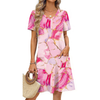 Fantaslook Summer Dresses for Women V Neck Short Sleeve Casual T Shirt Dress Beach Sundresses with Pockets