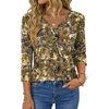 Fantaslook V Neck T Shirts for Women 3/4 Sleeve Tunic Tops Dressy Casual Blouses Boho Basics Tee Summer Fall Clothes