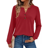Fantaslook V Neck Henley Blouses for Women Dressy Fall Tops Long Sleeve Shirts Fashion Clothes