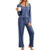 Fantaslook Soft Pajamas for Women Set Side Slits Long Sleeve Sleepwear 2 Piece Lounge Sets with Pockets