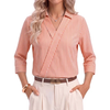 Fantaslook 3/4 Sleeve Womens Striped Tops V Neck Lapel Shirts Dressy Business Work Blouses Trendy Fashion Tops