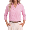 Fantaslook 3/4 Sleeve Womens Striped Tops V Neck Lapel Shirts Dressy Business Work Blouses Trendy Fashion Tops
