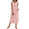 Fantaslook Long Tank Dresses for Women Summer Sleeveless Button Down Dress Casual Loose Beach Vacation Sundress