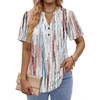 Fantaslook V Neck Henley Blouses for Women Dressy Casual Tops Summer Short Sleeve Shirts Fashion Clothes