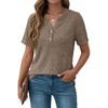 Fantaslook V Neck Tops for Women Short Sleeve Henry Shirts with Button Dressy Casual Summer Blouses Tops