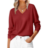 Fantaslook Knit Sweater for Women Long Sleeve V Neck Fall Tops Trendy Casual Pullover Work Shirts