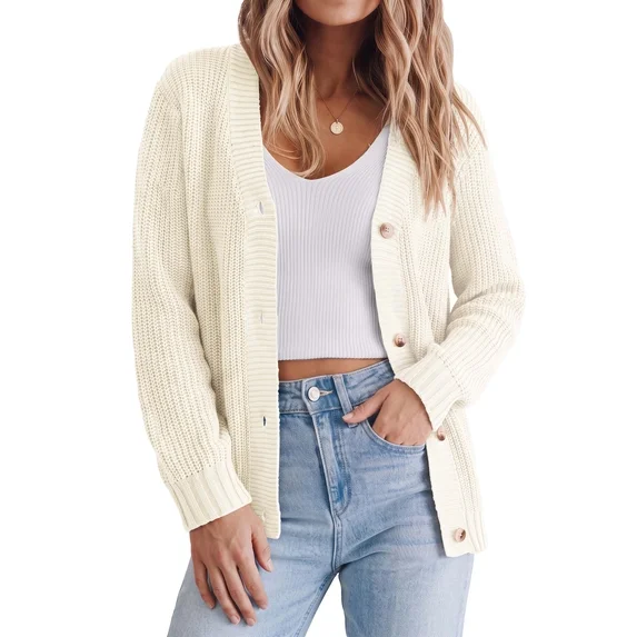 Fantaslook Knit Cardigan for Women Long Sleeve Open Front Sweaters Button Down Tops Casual Trendy Fall Outfits