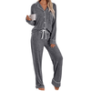 Fantaslook Womens Pajama Sets Long Sleeve Button Down Tops Drawstring Pants Sleepwear Nightwear Soft Pjs Sets with Pockets